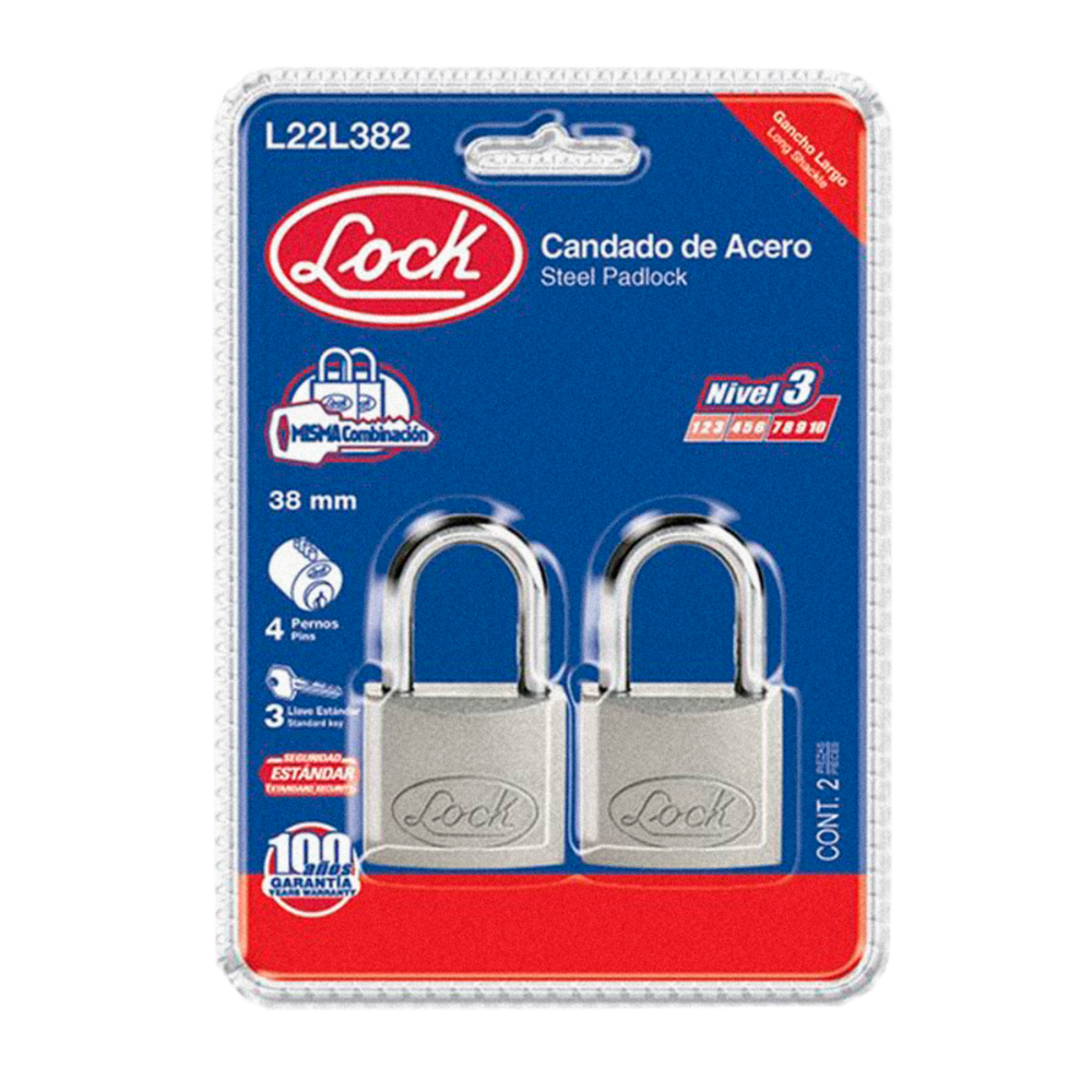 LOCK Juego de  2 Candados 38 mm