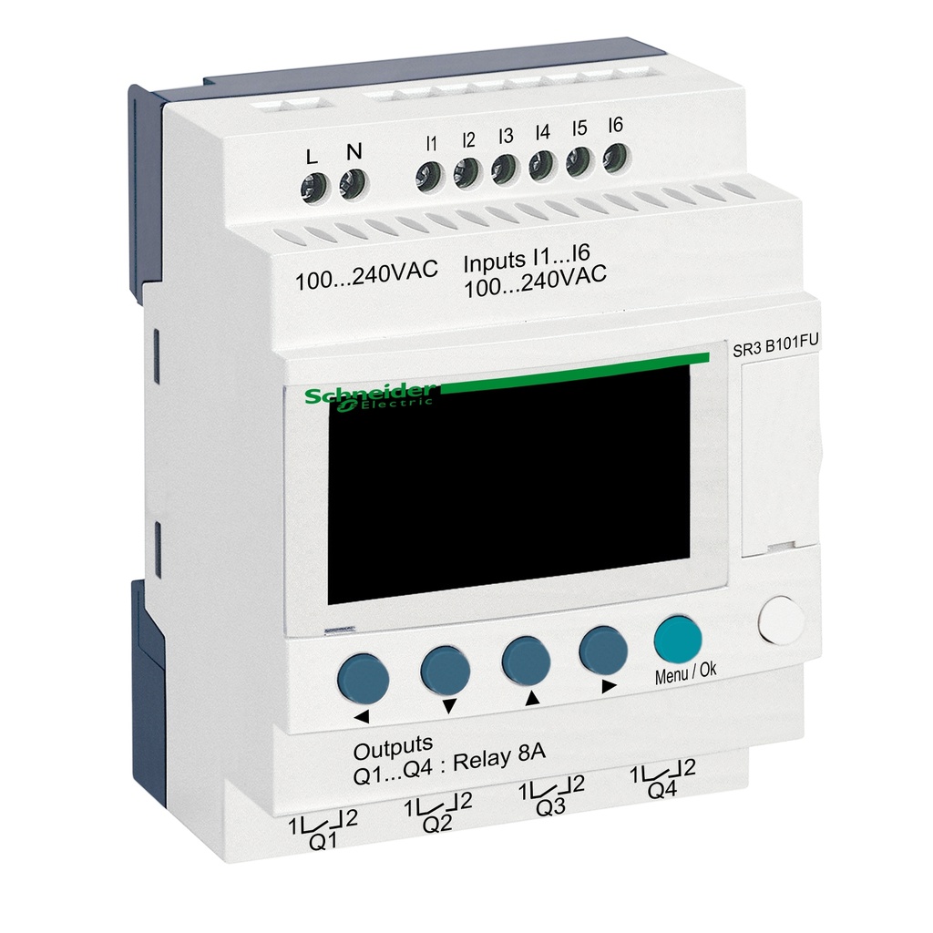 Rele inteligente modular SR3B101FU, 100-240VAC, 6E/4S, Zelio Logic