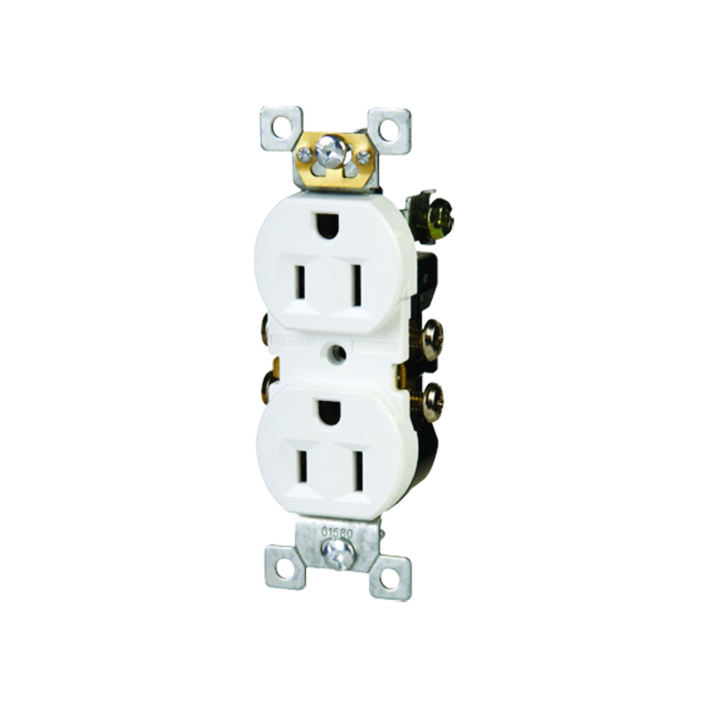 Tomacorriente doble 15A, 125V, blanco, UL