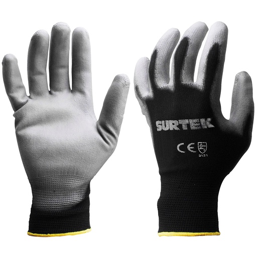 [HER.02.048] SURTEK Guantes de nylon con recubrimiento de poliuretano talla M