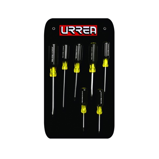 [HER.04.654] URREA Juego de 7 desarmadores cushion grip combinado