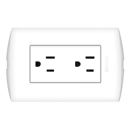 [WIR.03.020] [AE2228E2B] BTICINO Tomacorriente doble 2P+T 15A Blanco
