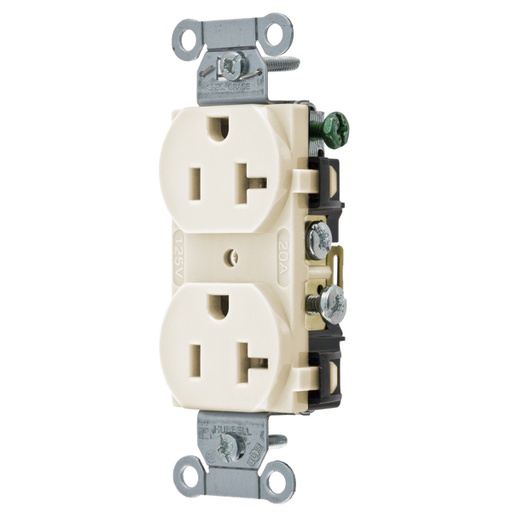 [WIR.03.338] [CR20LA] HUBBELL Toma doble 20A 125V light almond