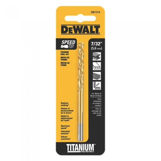 [HER.08.026] [DW1314G] DEWALT Brocas cubierta de titanio de 7/32"