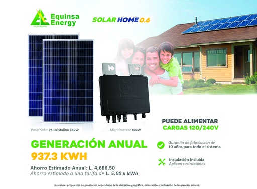 [Homesolar0.6] Sistema de 1 micro inversor de 600W + 2 paneles solares de 340W