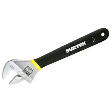 [HER.04.642] [508P] SURTEK Llave ajustable de 8" con mango cubierto de plastisol