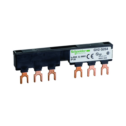 [AUT.01.260] [GV2-G254] Barra colectora tipo peine, 2 derivaciones, 54mm, 3P, 63A, 690V, compatible con GV2ME/LC1D09-38