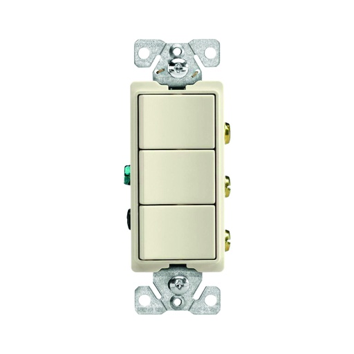 [WIR.03.790] [YQDS3K15N-LA] Interruptor triple decorativo 15A, 120-277V, light almond, UL