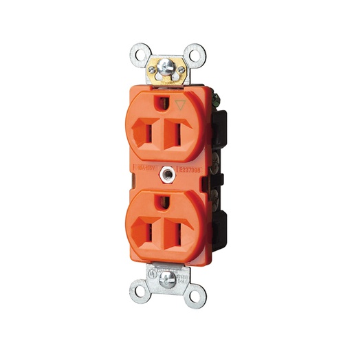 [WIR.03.807] Tomacorriente doble polarizado 20A, 125V, NEMA 5-15R, naranja, UL