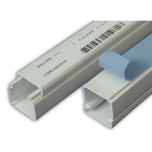 [COM.01.092] [DXN10091] DEXSON Canaleta con adhesivo blanca de 25mm x 25mm x 2 metros