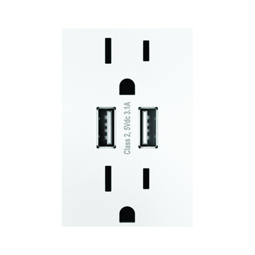 [WIR.03.683] LEGRAND Adorne Toma-USB doble 15A, 120VAC, 120V, blanco