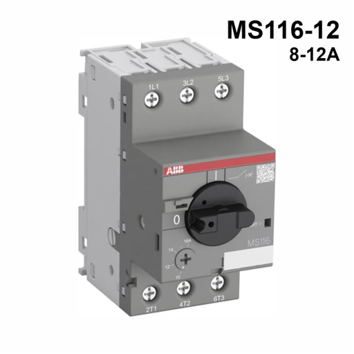 [AUT.01.902] Guardamotor termomagnético MS116-12 con terminales de abrazadera de tornillo, 8.0→12A, 3P, 5.5kW, 208→690VCA, -25→+55°C, 60HZ