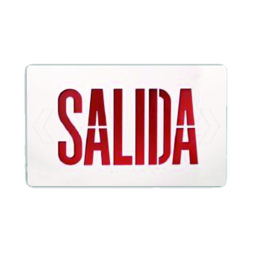 [ILU.01.798] ILUKON Rótulo de salida LED, letras rojas "SALIDA", 100/277V, housing blanco, 90 minutos de autonomía