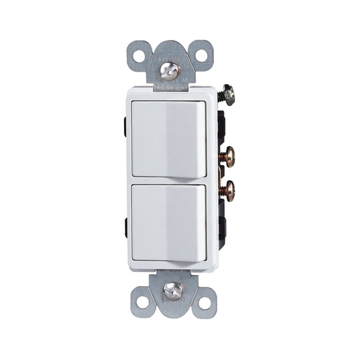 [WIR.03.814] [YQDS2K315-W] Interruptor doble decorativo 15A, 120-277V, blanco, 3 way, UL