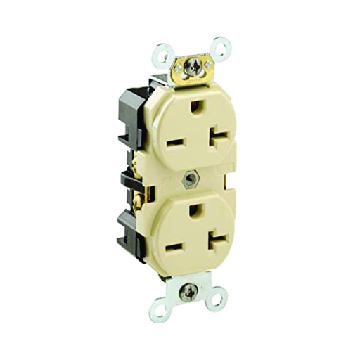 [WIR.03.816] [YQ20R-I-LA] Tomacorriente doble grado industrial, 20A, 125V, NEMA 6-20R, lightalmond, UL