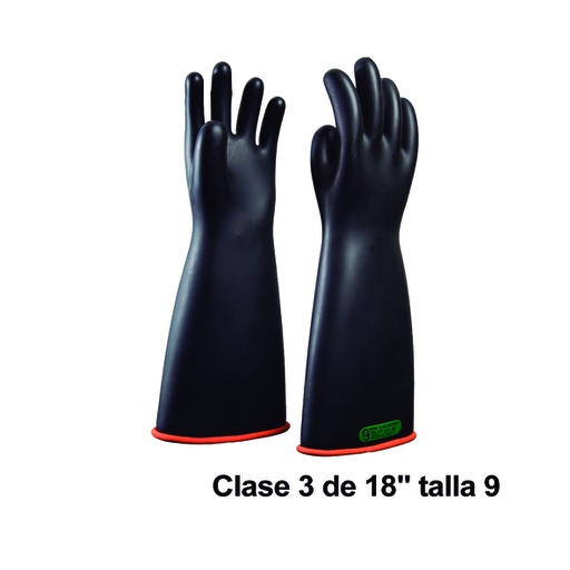 [HER.05.078] NOVAX Guantes de protección de hule 18", clase 3, hasta 26500Vac, talla9